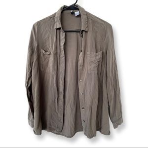 H&M Army Green Button Up Lightweight Blouse Button Up